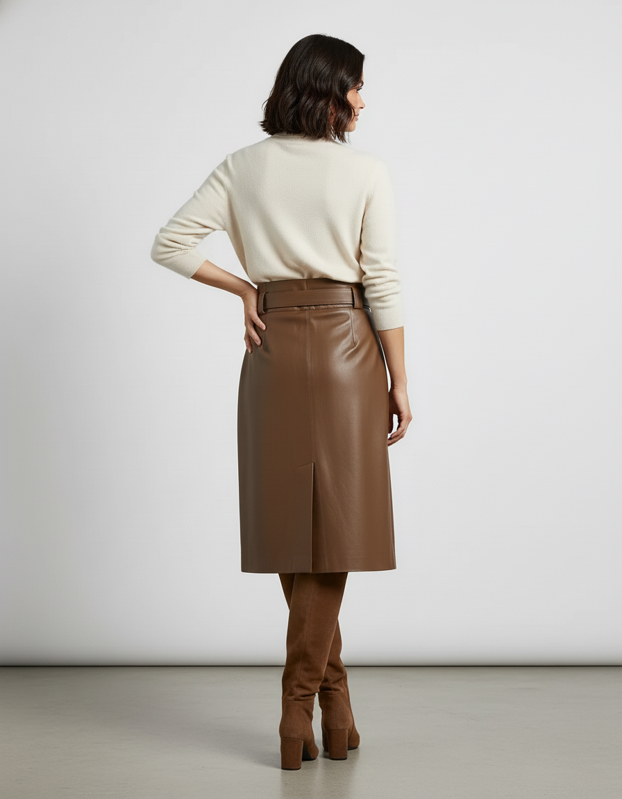 Jupe Camel Simili Cuir