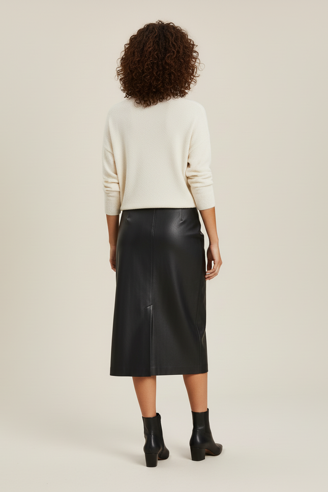 Jupe Cuir Noire Taille Haute Chic