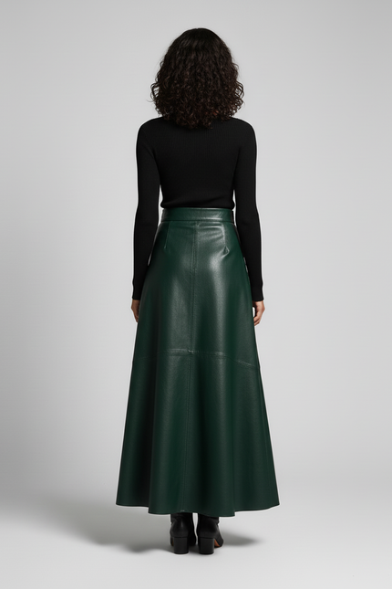 Jupe Cuir Vert Bouteille
