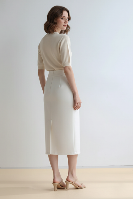 Jupe Simili Cuir Blanche