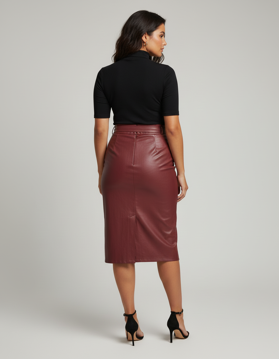 Jupe Simili Cuir Noeud