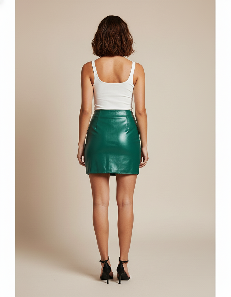 Jupe Simili Cuir Brillant