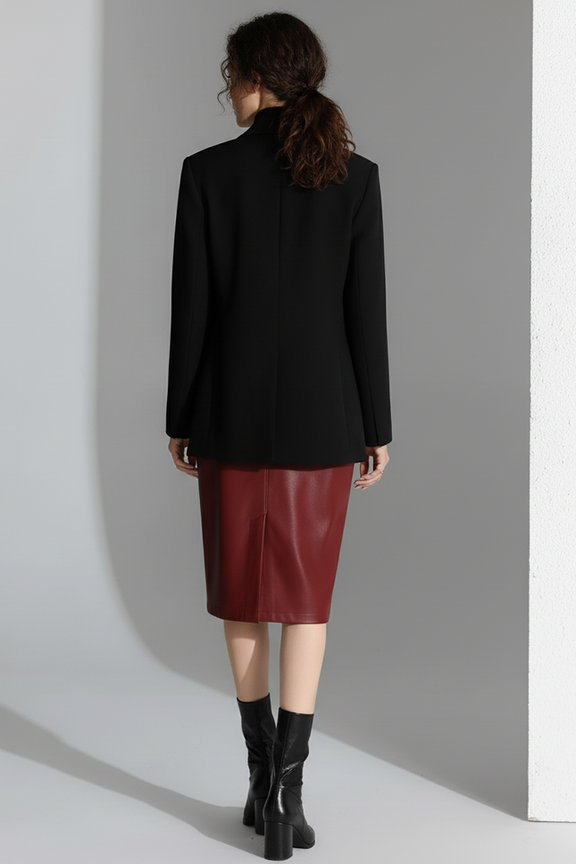 Jupe Cuir Rouge Crayon Chic