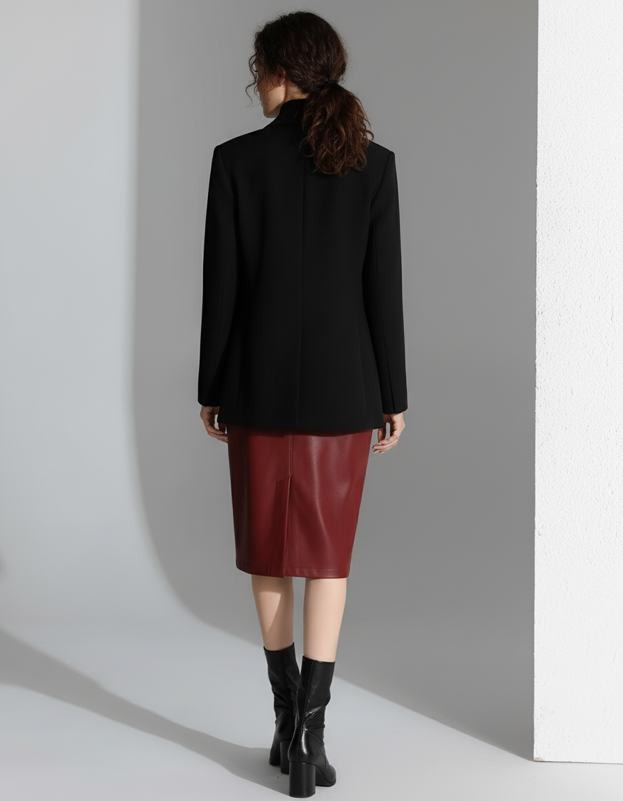 Jupe Cuir Rouge Crayon Chic