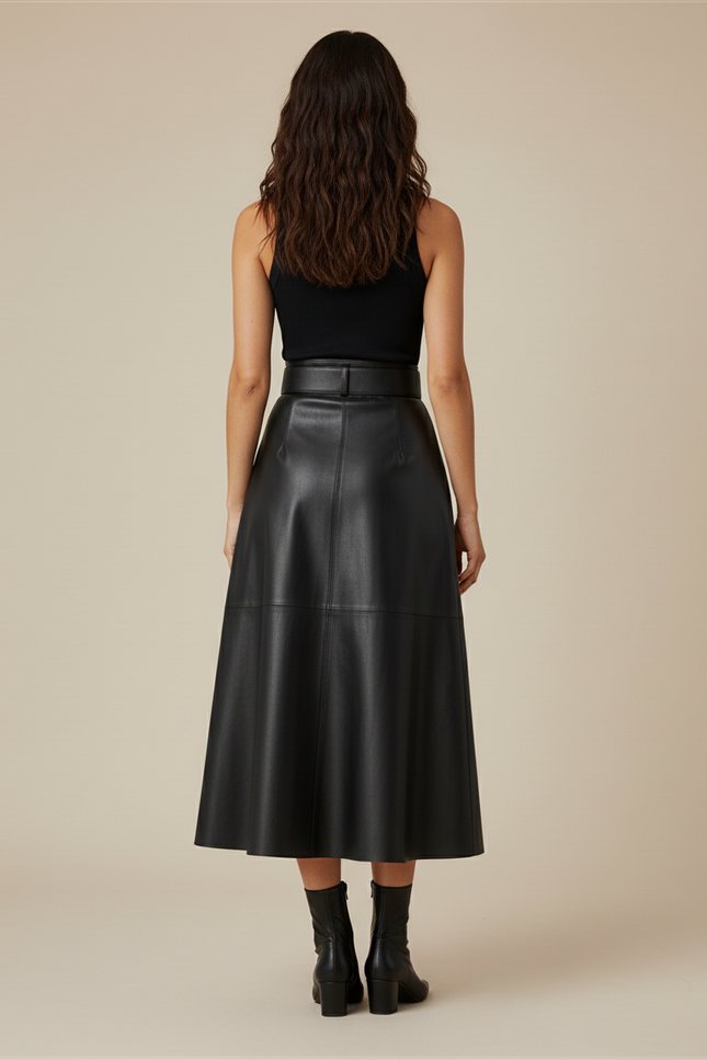 Jupe Longue En Cuir Noire