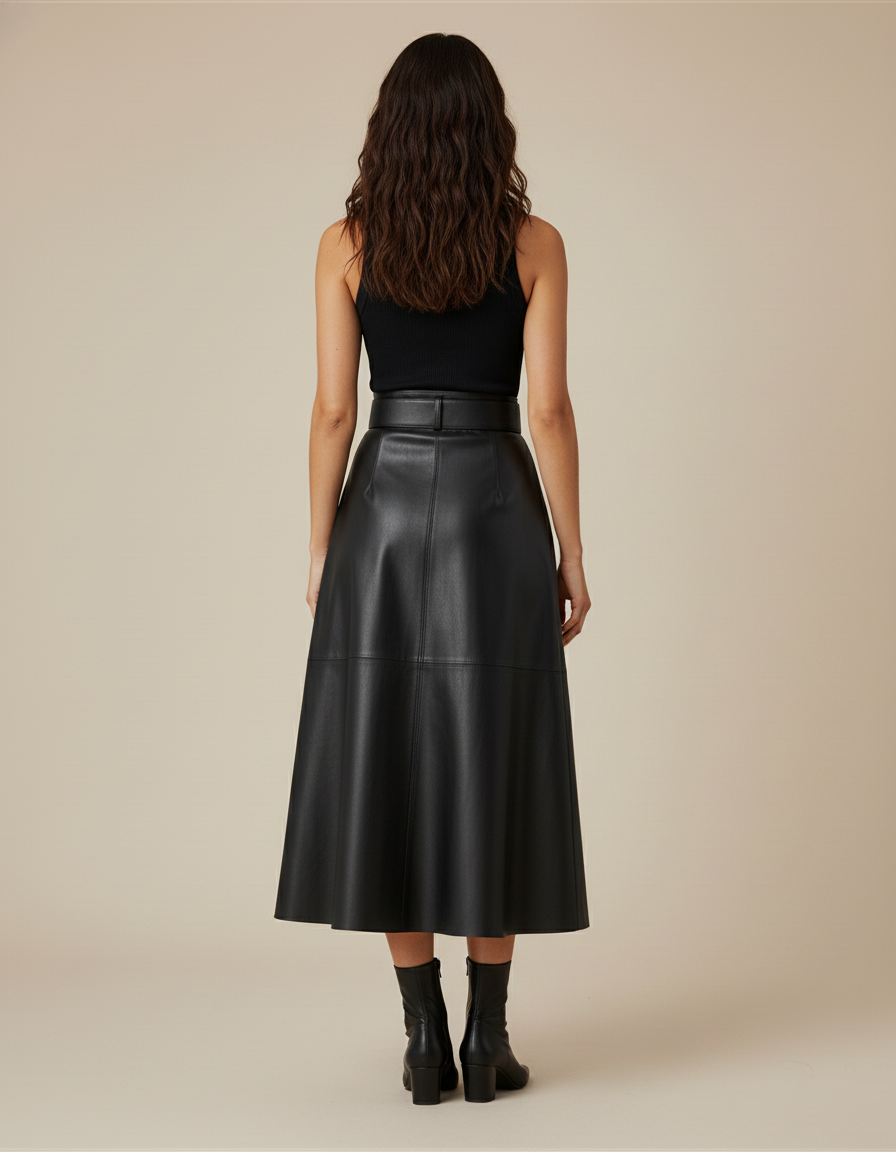 Jupe Longue En Cuir Noire