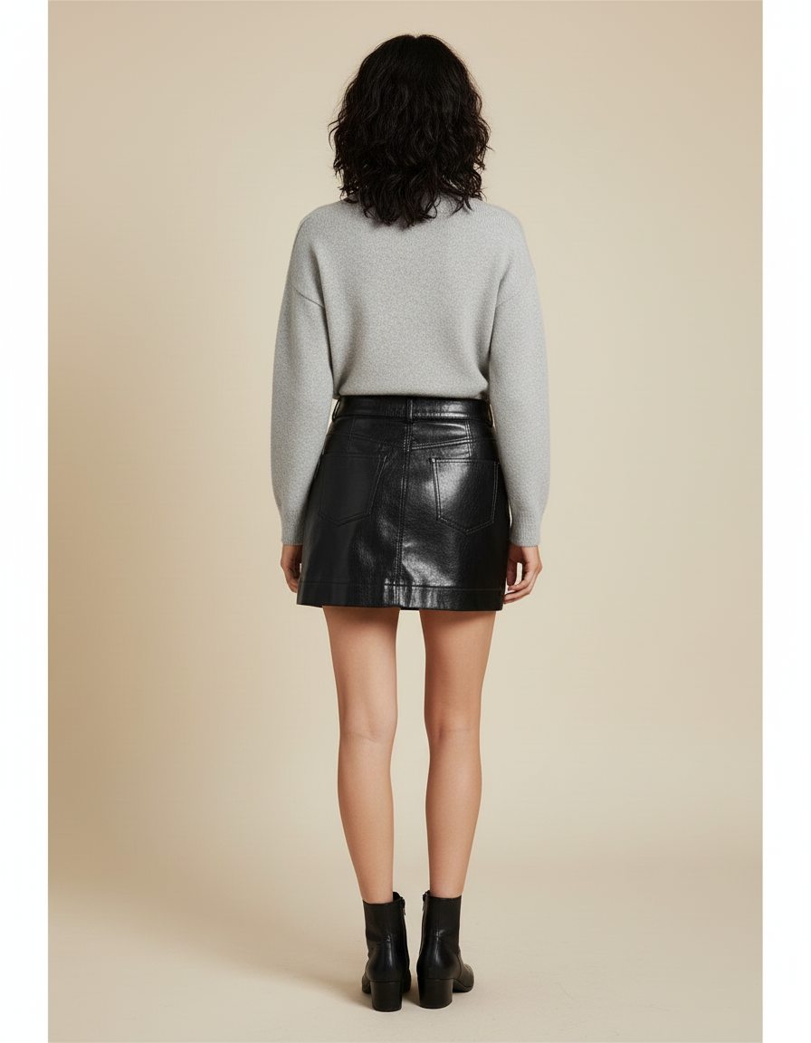 Jupe Cuir Noir Courte