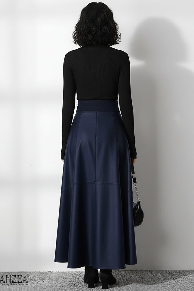 Jupe Cuir Bleu Marine