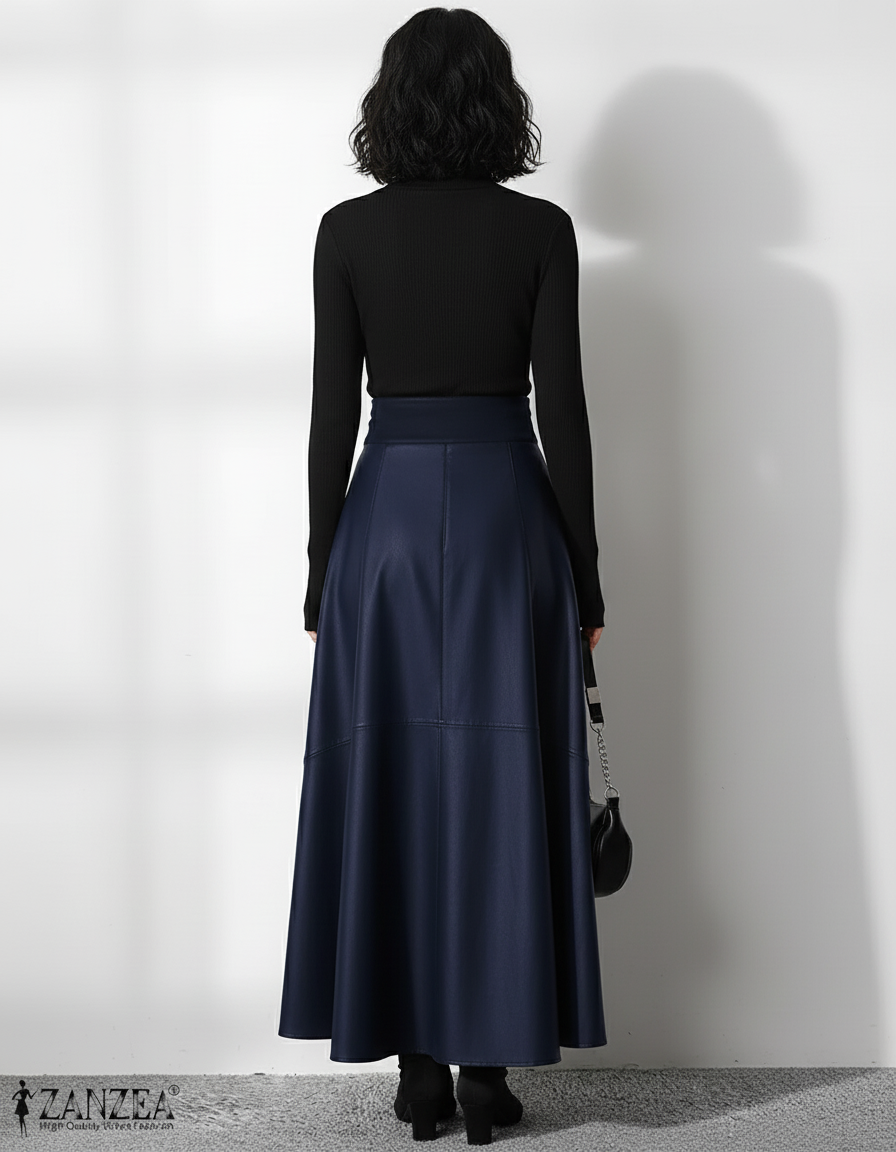 Jupe Cuir Bleu Marine