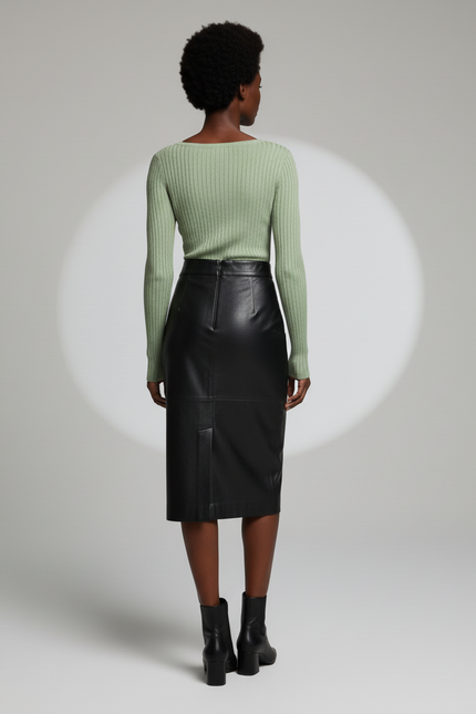 Jupe Crayon Taille Haute Cuir