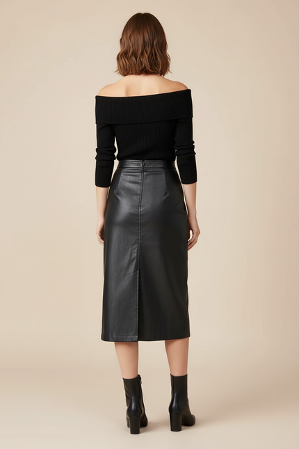 Jupe En Cuir Avec Fente