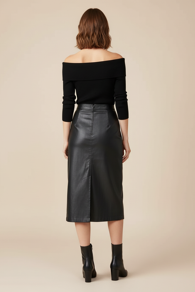 Jupe En Cuir Avec Fente