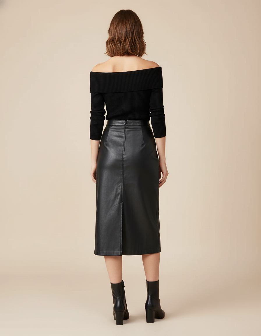 Jupe En Cuir Avec Fente