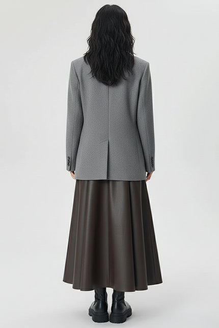 Jupe Plissée Cuir Marron