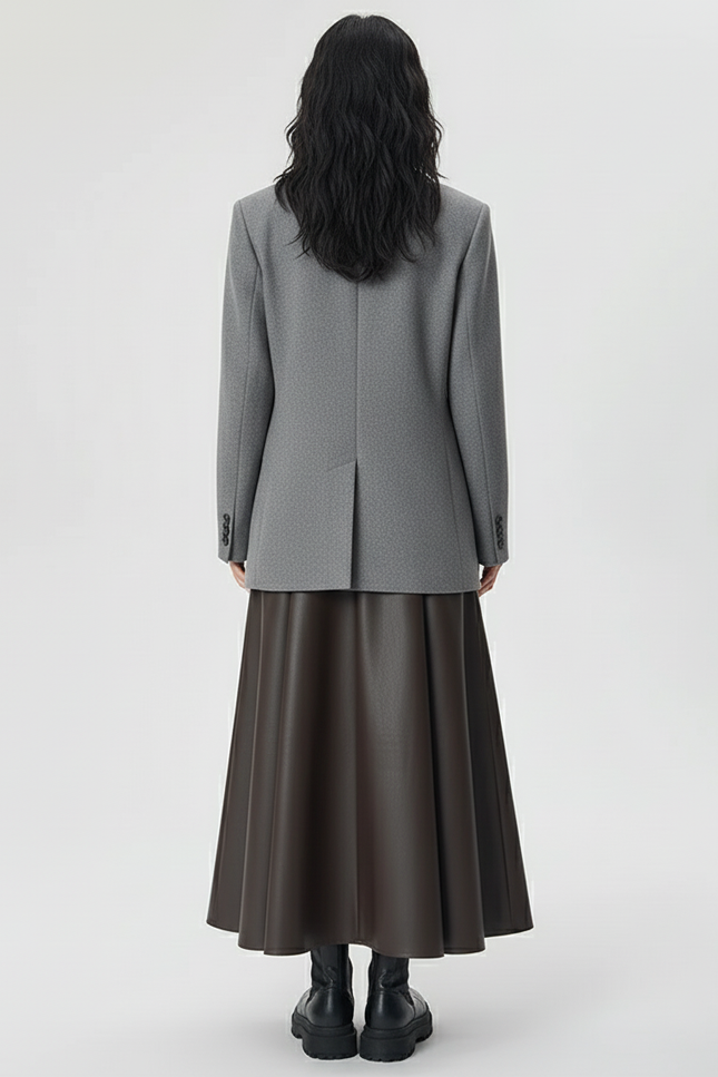 Jupe Plissée Cuir Marron