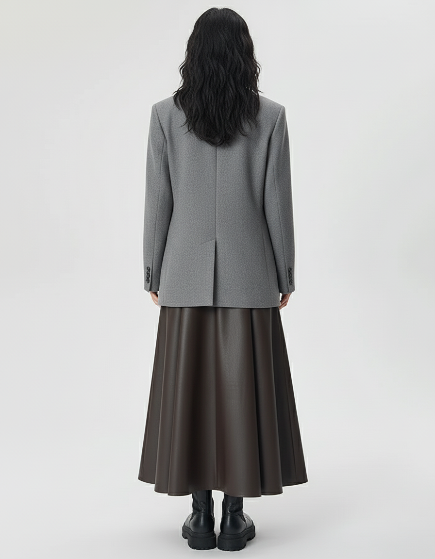 Jupe Plissée Cuir Marron