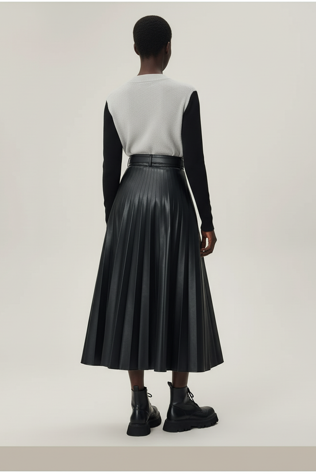 Jupe Cuir Plissee
