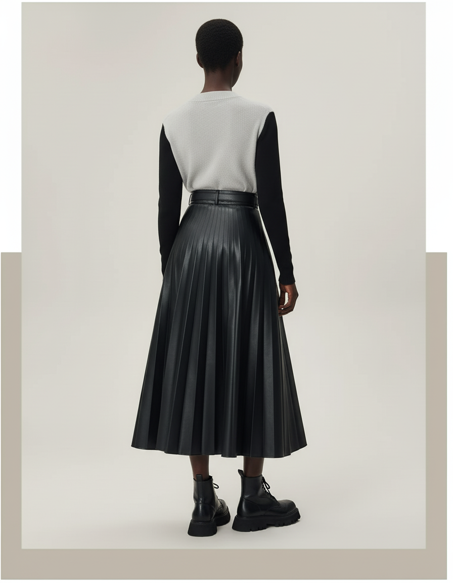 Jupe Cuir Plissee