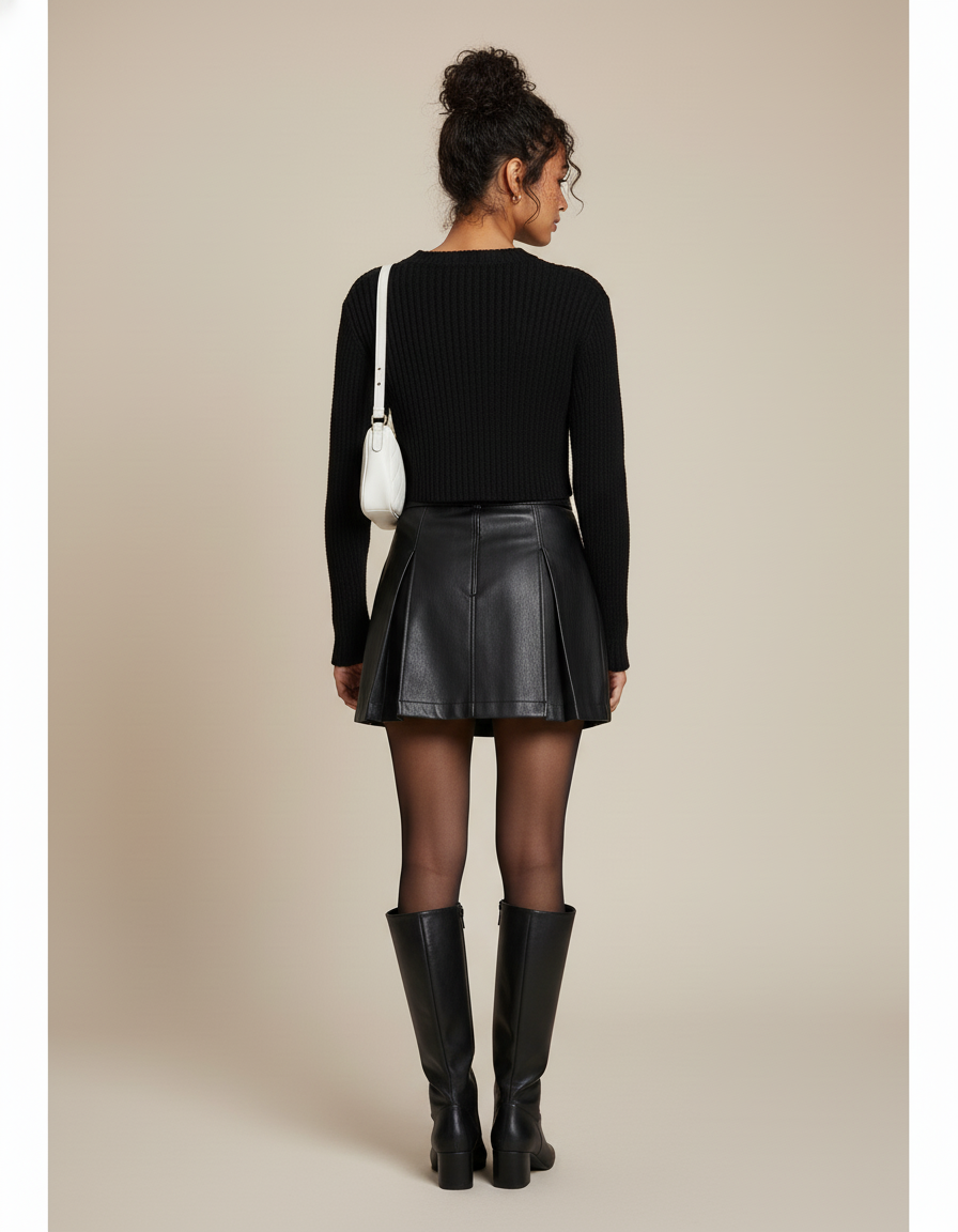 Jupe Courte Simili Cuir Noir