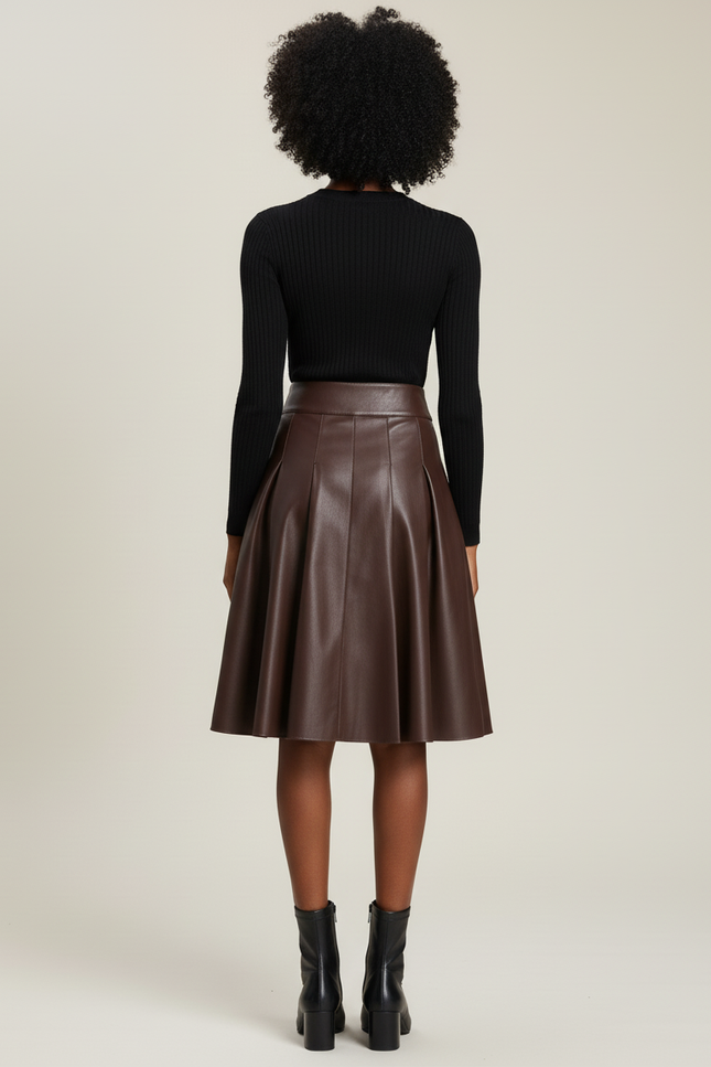 Jupe Patineuse En Simili Cuir