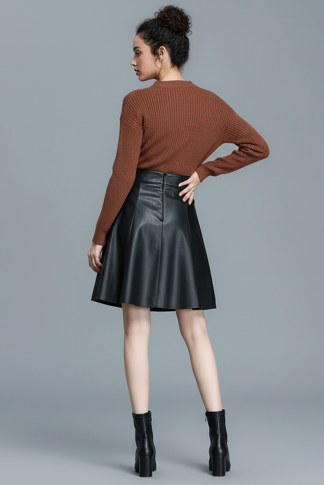 Jupe Simili Cuir Noir Courte