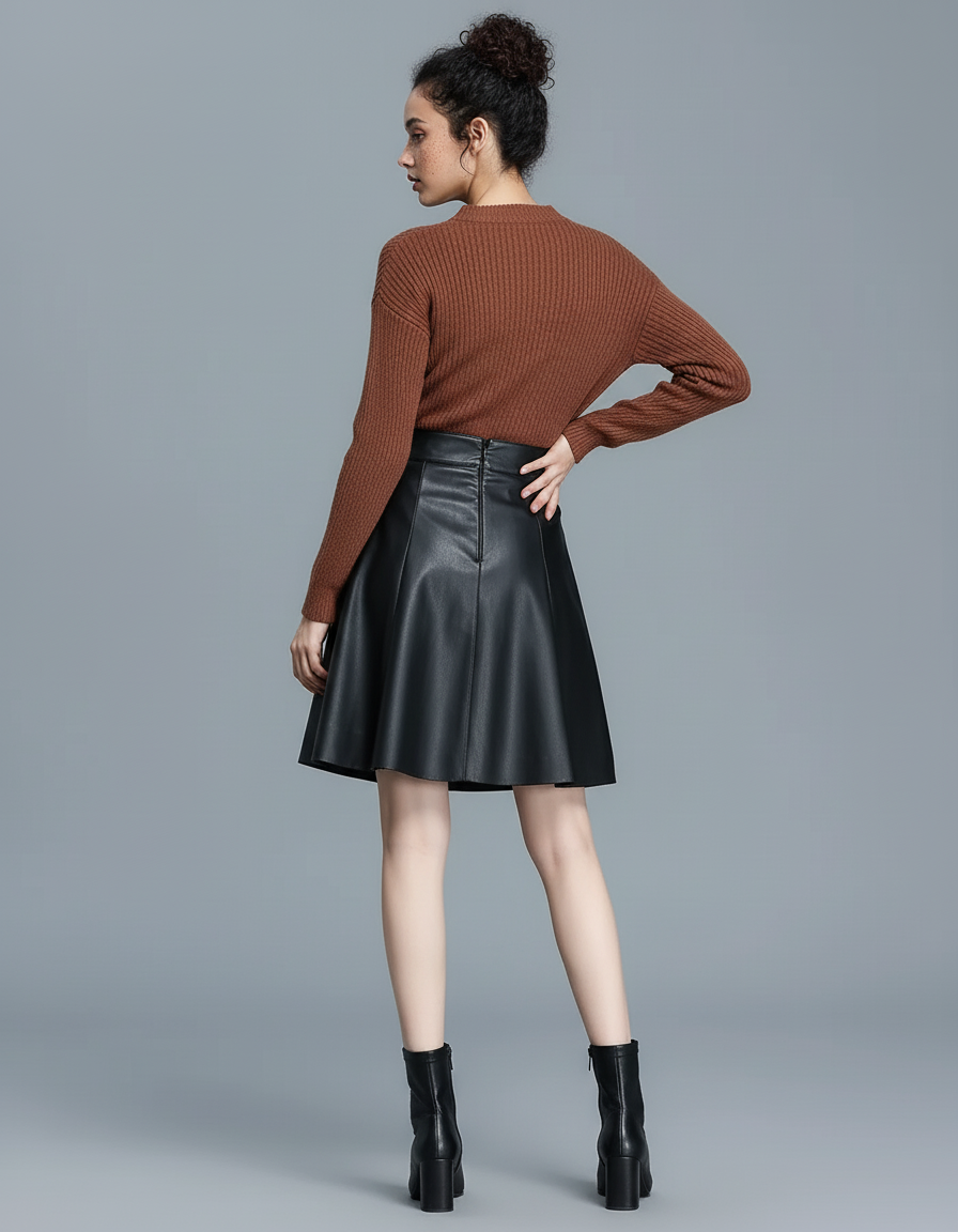 Jupe Simili Cuir Noir Courte