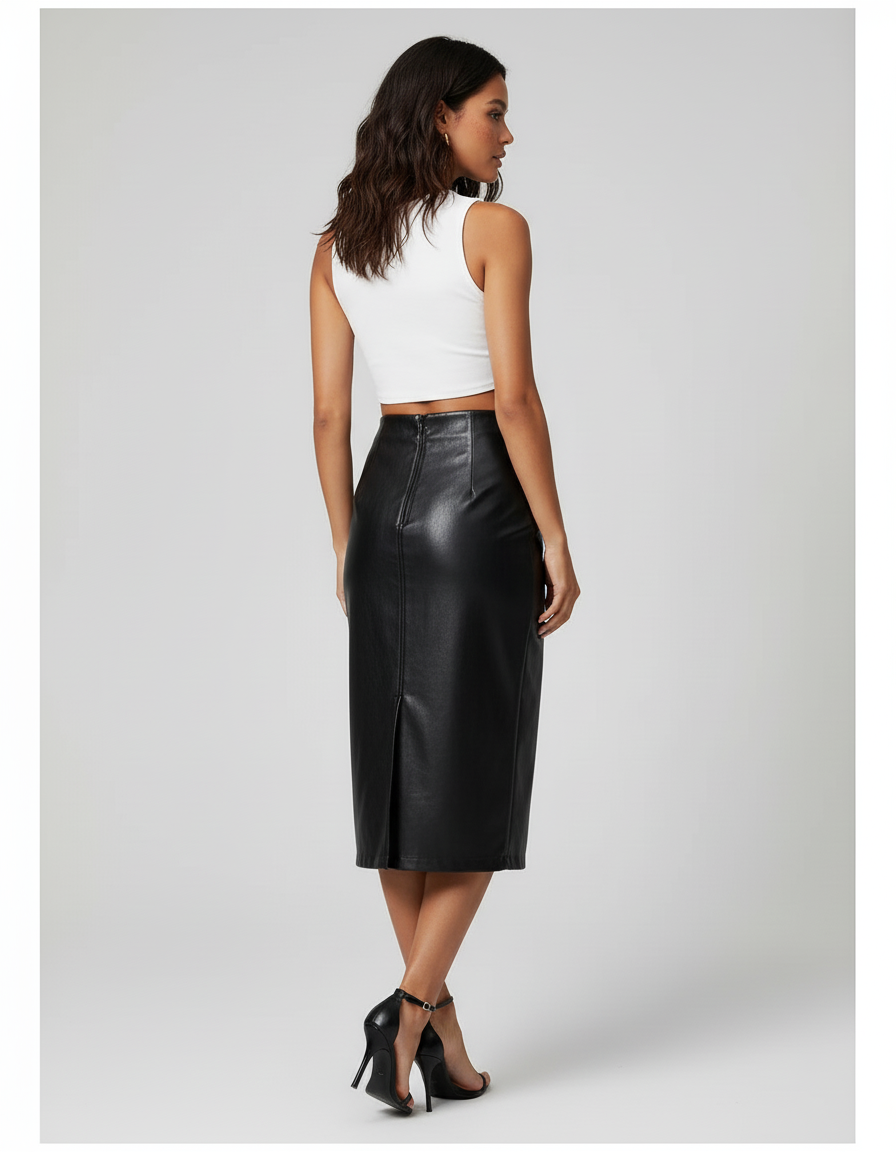 Jupe Crayon Cuir Femme