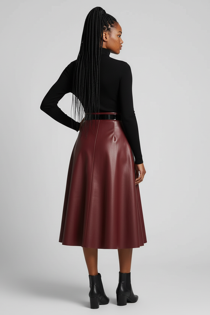 Jupe En Cuir Rouge Bordeaux