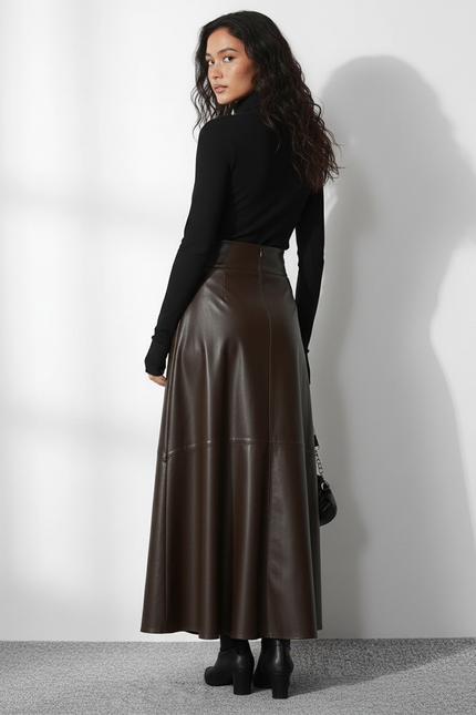 Jupe Longue En Cuir Femme