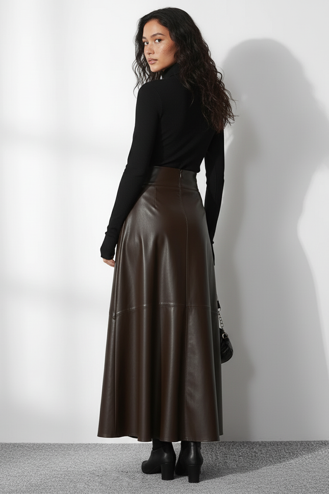 Jupe Longue En Cuir Femme