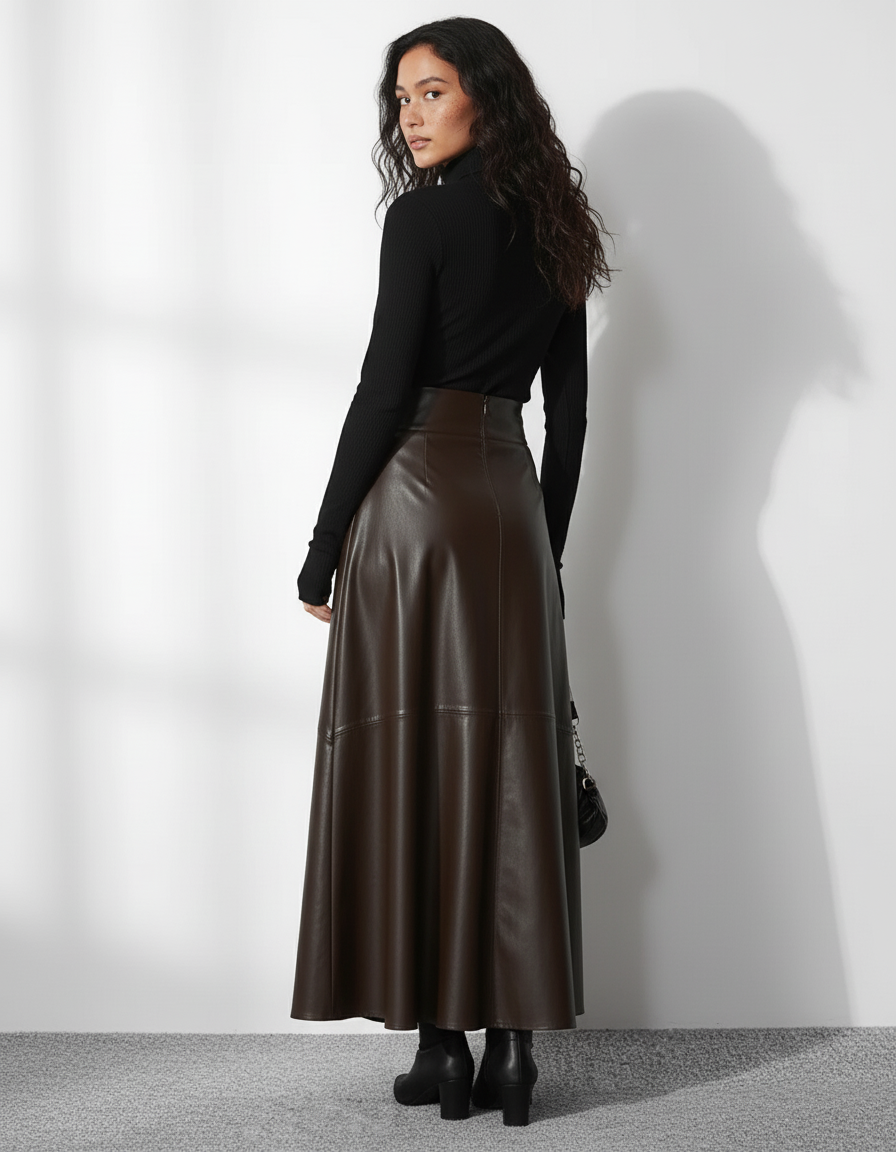 Jupe Longue En Cuir Femme