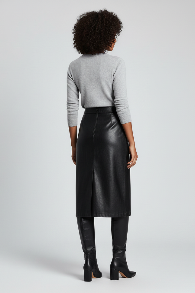 Jupe Cuir Crayon Taille Haute