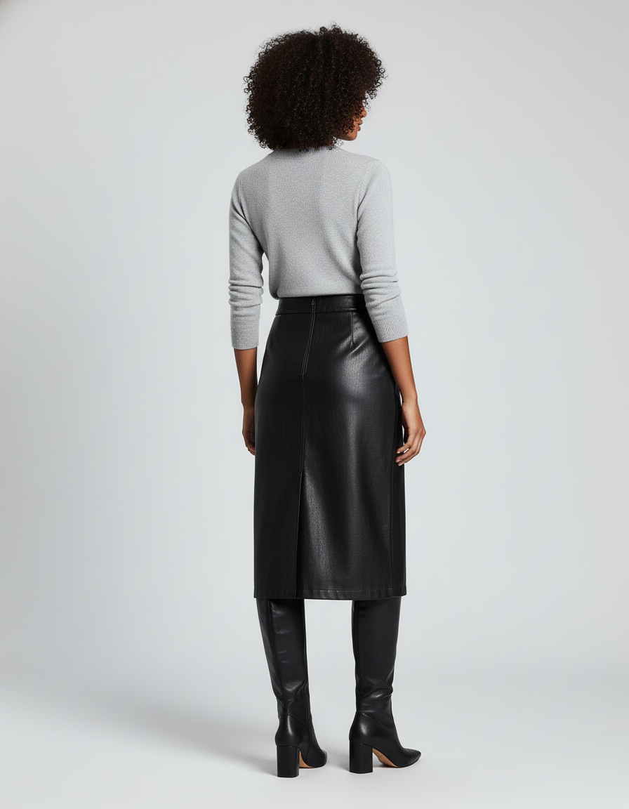 Jupe Cuir Crayon Taille Haute