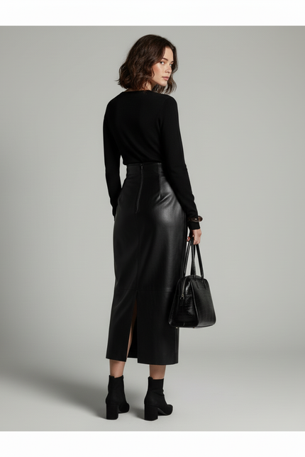 Jupe Crayon Cuir Longue