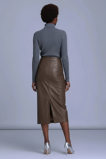 Jupe Fourreau En Cuir