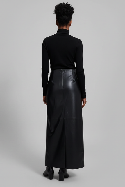 Jupe Portefeuille Cuir Noir