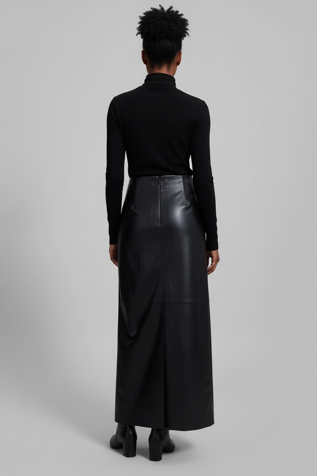 Jupe Portefeuille Cuir Noir