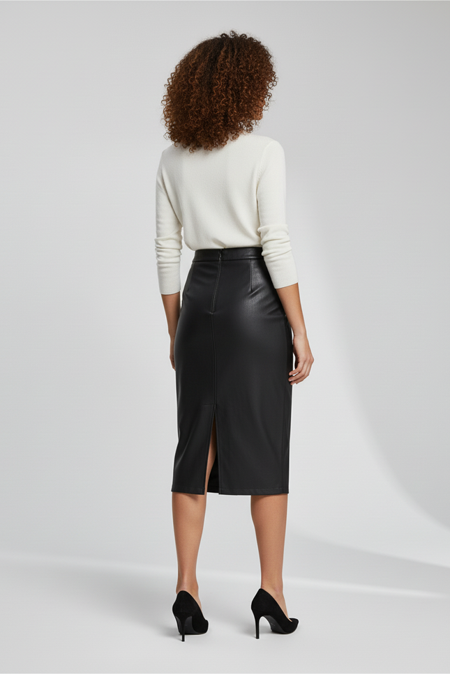 Jupe Portefeuille En Cuir