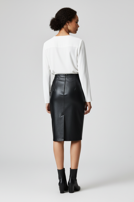 Jupe Crayon Cuir Fendu
