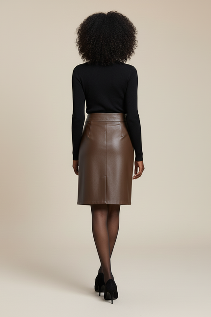 Jupe Simili Cuir Camel