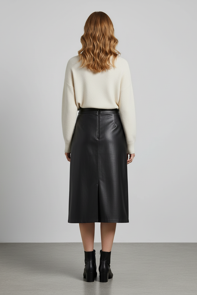 Jupe Droite En Cuir