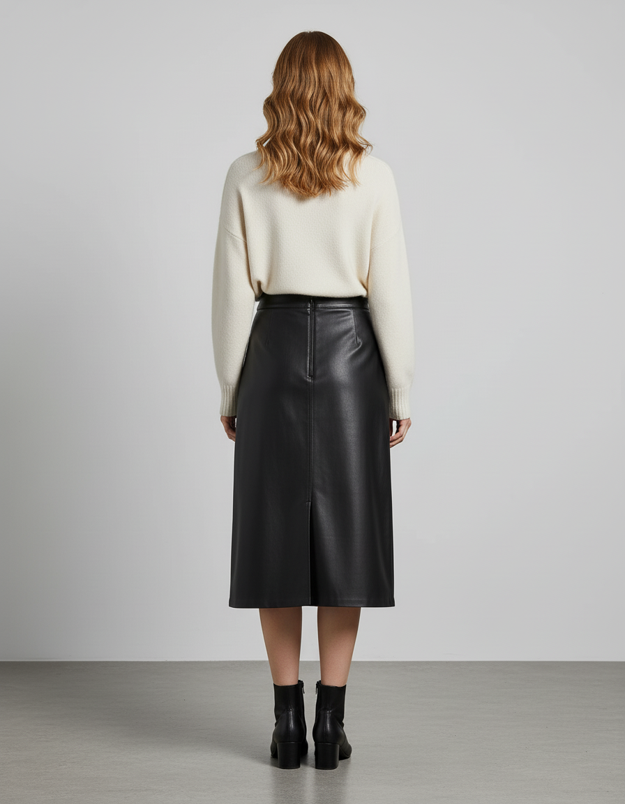 Jupe Droite En Cuir