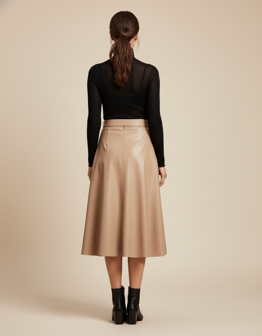Jupe Cuir Beige