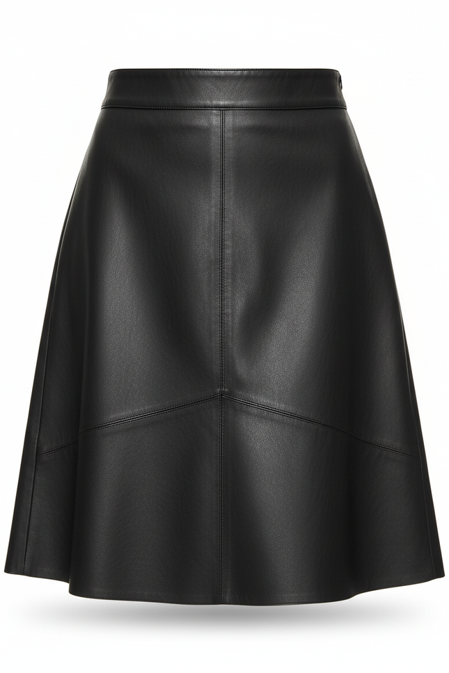 Jupe Trapeze Cuir Noir