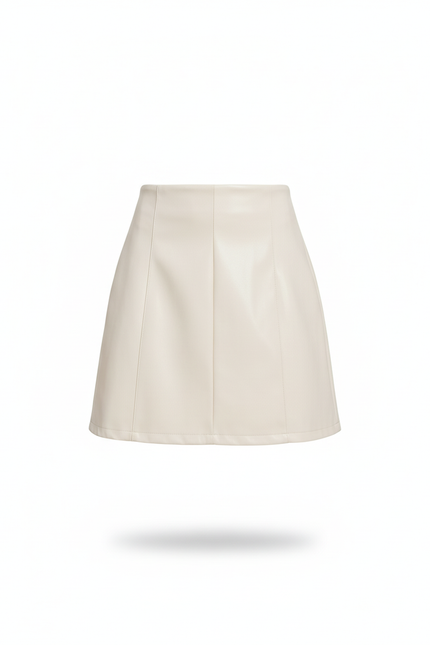 Jupe Cuir Crème Mini Chic