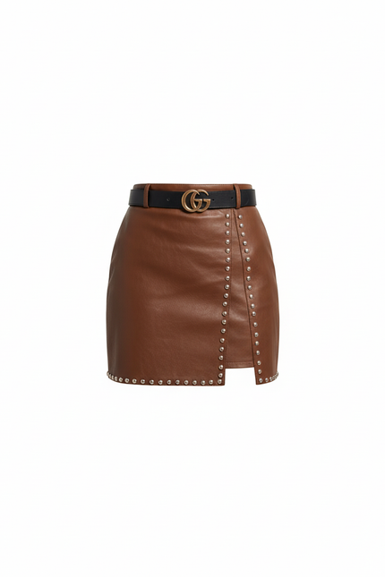 Jupe Simili Cuir Clouté