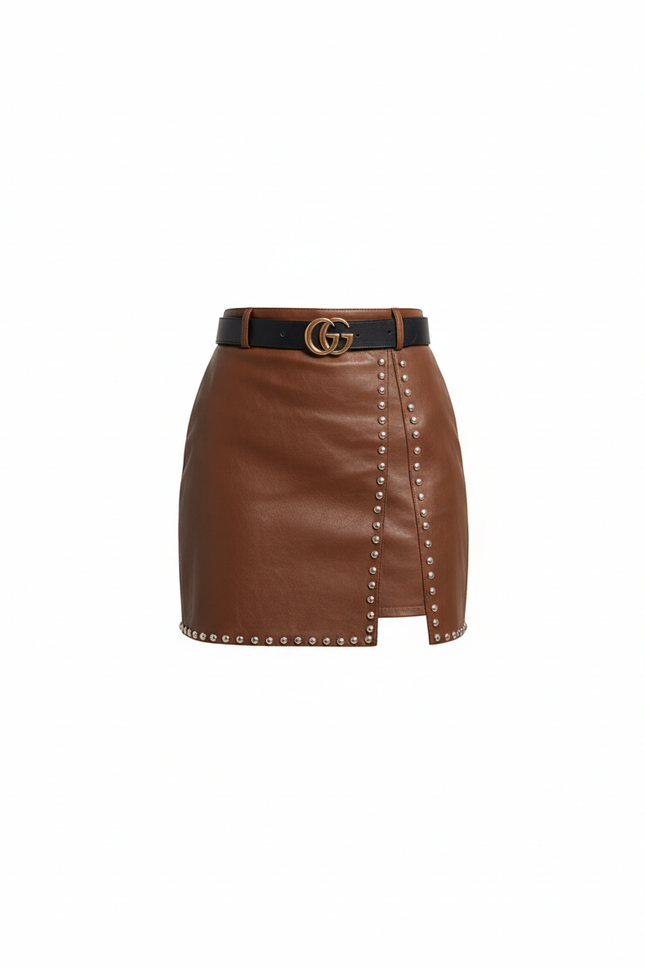Jupe Simili Cuir Clouté
