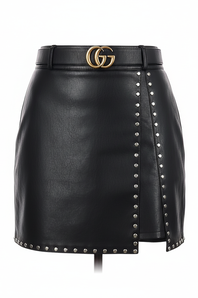 Jupe Cuir Cloutée