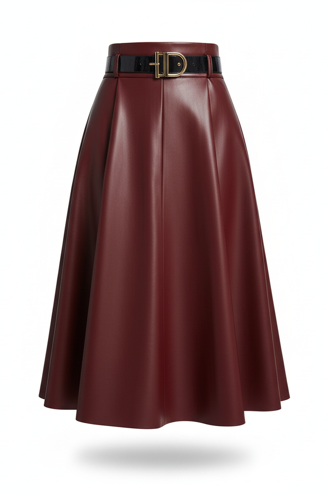 Jupe Cuir Rouge Bordeau