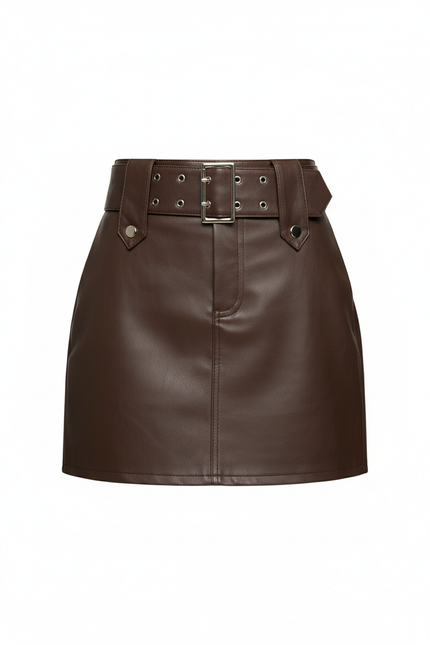 Jupe Cuir Chocolat